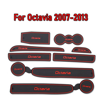 ยางภายในรถ Anti-Slip ประตู Groove Mat สำหรับ Octavia 2 A7 A5 2021 2020 2019 2018 07-17ถ้วย Pad อุปกรณ์ตกแต่ง