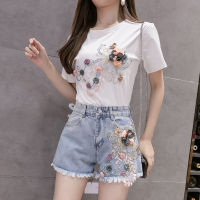 High waist jeans skirt 2020 summer new Korean version of the stitching loose loose thin legs A-line skirt pants 105