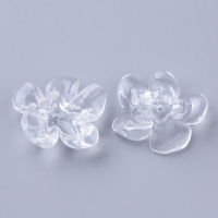 10pc Transparent Acrylic Beads Flower Clear 25~26x21x8~9mm Hole: 1.4mm