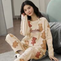 Womens Cotton Pajamas Big Size Sleepwear Sets Woman 2 Pieces Pajamas Spring Autumn Female Couples Loungewear Suit Home ClothesTH