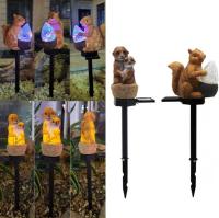 Solar Lawn Light With Crystal Resin Squirrel Animal Lawn Lamp Garden LED Decor Light Waterproof Outdoor Garden Yard Lamp