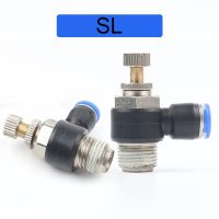 SL Quick Connection Pneumatic Fittings Throttle Speed Controller Valve 4-12MM M5"1/8" 1/4" 3/8" 1/2  Air Pressure Regulator Hand Tool Parts Accessorie