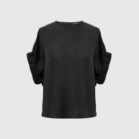 ARCHIVE026 ELASTICATED SLEEVES DETAIL BLOUSE BLACK เสื้อแขนยางยืด สีดำ