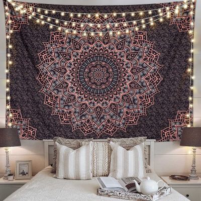 Moon Phase Tapestry Wall Hanging Botanical Celestial Floral Wall Tapestry Hippie Flower Wall Carpet Dorm Decor Starry Sky Carpet
