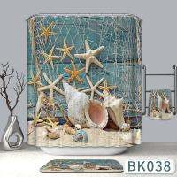 Bathroom Curtain Shower Screen 3D Sea Whale Dolphin Turtle Beach Waterproof Bath Bathtub Curtains Plastic Anti-mold Heat Insulation Thermal Toilet Set Elegant Luxury Washable Balc