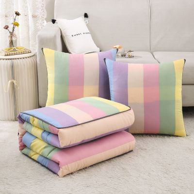 2In1 Printing Summer Foldable Cushion Quilts Patchwork Quilt Blanket Car Office Nap Pillow Backrest Sofa
