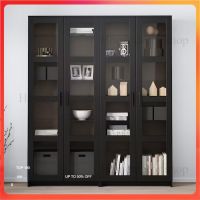 Glass display cabinet  ตู้เก็บของบานกระจก  ตู้โชว์  สีดำ  ขนาด 160x35x190 ซม.