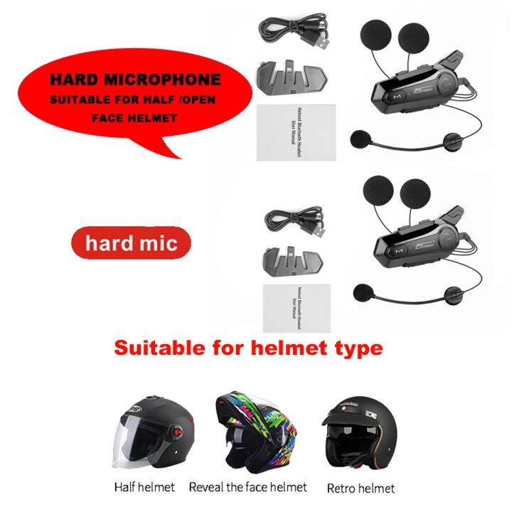 1/2Pcs E1 Bluetooth Motorcycle helmet bluetooth headset for 2