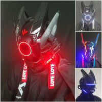 PDD Cyberpunk Mask Round Light Wing Braid Triangle Light Music Festival LED Lighting Technology Sense