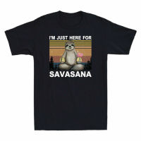 Sloth Namaste Im Just Here For Savasana Funny O-Neck Cotton T Shirt Men Casual Short Sleeve Tees Tops XS-3XL คุณภาพสูง