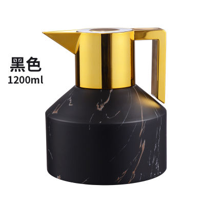 Large Capacity Thermos Kettle Wood Grain Stainless Steel Heat Thermal Insulation Pot Creative Coffee Pot Hot Water Bottle