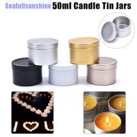 【คุณภาพสูง】Seaf&amp;gt; Candle Jars With Lid Bulk Round Candle Container Tins Empty Storage Box Jar