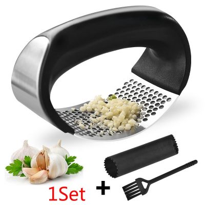 1set Stainless Garlic Press Household Manual Garlic Press Device Kitchen Press Squeezer Ginger Garlic Tools Kitchen Accessories