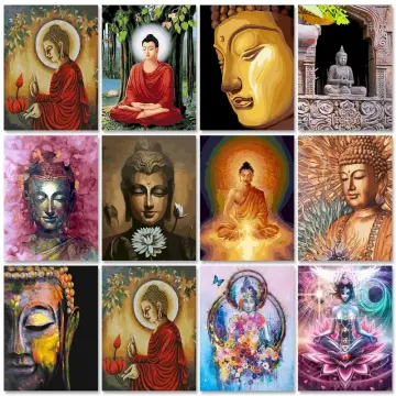 Vivid Large Buddha Face Wall Art Canvas Prints Modern Buddhism