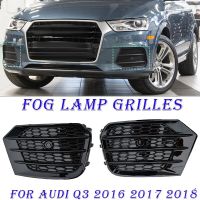 2Pcs Car Fog Light Grills Left&amp;Right Front Bumper Fog Lamp Grilles Racing Grills Cover For Audi Q3 2016 2017 2018 Replacement