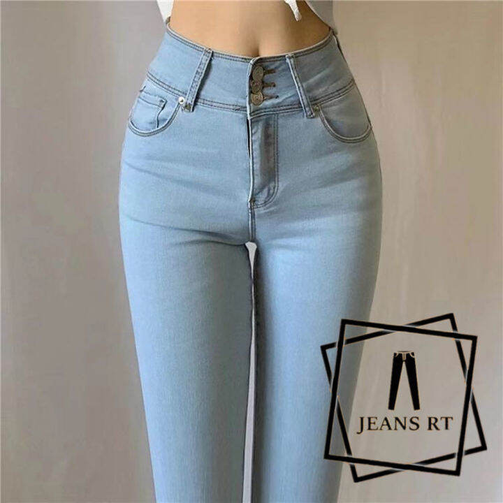 Jeans Rt Denim Jeans Strechable For Women 3 Buttons High Waist Cod Lazada Ph 5179