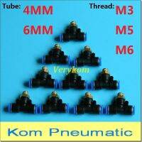 10X PB6-M5 Gratis Ongkir PB4-M6 PB4-M3นิวเมติก6มิลลิเมตรท่อดันเข้า M5 M6อากาศที่เหมาะสมข้อต่อสามทางเสื้อยืดผู้ชาย PB ร่วม