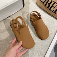 วินเทจ Birkenstock รองเท้าแตะผู้หญิง 2023 รองเท้าแตะครึ่งหัวส้นแบนแบบสวมด้านนอกสำหรับคนขี้เกียจพื้นหนาแบบใหม่