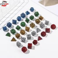 YANYAN 35Pcs D4 D6 D8 D10 D12 D20 5สี แวววาว อุปกรณ์เสริมเกม Iidescent ลูกเต๋า ชุดลูกเต๋า