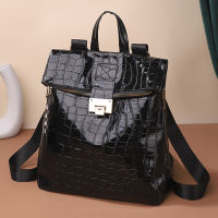 Fashion Pu Leather Backpack Women Black Stone Pattern School Bags for Girls High Quality Bagpack Travel Tote Packbag
