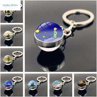 BEYTM น่ารักเรืองแสงในที่มืด Cabochon The Little Prince Key จี้กระเป๋าโซ่ส่องสว่างสองด้านลูกบอลแก้ว