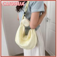 CAIOHUA ผ้าใบแคนวาส กระเป๋า Crossbody สีทึบทึบ กระเป๋าใส่เงิน กระเป๋าสะพายไหล่แบบสั้น แฟชั่นสำหรับผู้หญิง จุได้มาก ถุงเมฆ สำหรับผู้หญิง