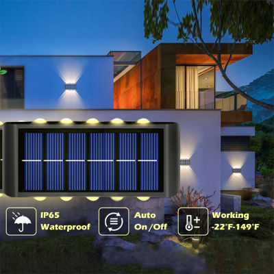 【คลังสินค้าพร้อม】Zir Mall Original 6 /10 LED Solar Up Down Wall Lights 2 Pack Warm White Illuminate Outdoor Wall Lamps For House โคมไฟภายนอกขนาดเล็กโคมไฟกันน้ำสไตล์นอร์ดิก