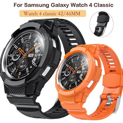 เคสซิลิโคน + สายสำหรับ Samsung Galaxy Watch 4 Classic 46Mm 42Mm สายทีพียูนิ่มในตัว + คลุมทั้งหมด Watch 4 Classic Case Strap CarterFa