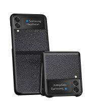 Voor Samsung Galaxy Z Flip 3 Flip3 5G เคส Lederen Kruis Patroon Volledige Beschermende กันกระแทกฝาหลัง Capa Fundas