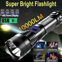 Powerful LED Flashlight 3 Modes USB Rechargeable Outdoor Bright Tactical Torch Portable Waterproof Light Self Defense Camping Rechargeable  Flashlight