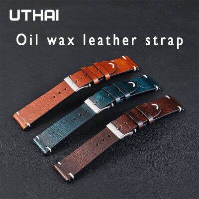 （A Decent035）อุทัย F07สมาร์ทดูสายหนัง Watch Bands ย้อนยุคน้ำมันขี้ผึ้งสีน้ำตาลอัลตร้าบางสร้อยข้อมือเข็มขัด Cowhide กันน้ำนุ่ม22มิลลิเมตร20มิลลิเมตร