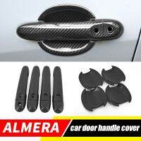 LAIFU สำหรับ NISSAN ALMERA 2011-2019คาร์บอนไฟเบอร์รูปแบบรถประตู Handle Bowl Cover,ALMERA มือจับประตูตกแต่ง