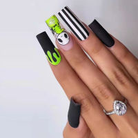 24PCS Black Flames Nail Patch Dark Style Long Paragraph Removable Manicure SaveFalse Nail PatchDark Style Manicure Save Time Jelly Gel Type24PCSLong Paragraph RemovableBlack Flames Nail Patch