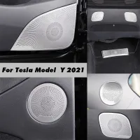 สำหรับ Tesla รุ่น Y 2021 2022 2023ฝาสติกเกอร์ตกแต่งภายในลำโพงเสียงรถยนต์ประตูฝาครอบลำโพงใต้เบาะขอบช่องปล่อยลม