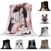 Fleece Throw Bed Blanket Lightweight Super Soft Cozy Pet Cat Cute Pink Carnation Flowers Queen Size Blanket Gift for Adults Kids