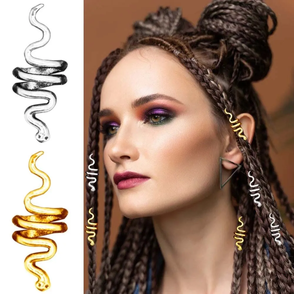 BAIXL hair 假发 Rose Gold Wig Accessories Dirty Braid Cuff Charms Braided Hair  Beads African Hair Rings Cuffs Tubes Rings Snake Dreadlock Beads | Lazada