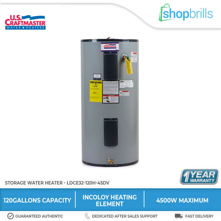 US Craftmaster 120 Gallons Storage Water Heater (Grey) Dual Heating