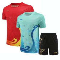 Ready Stock  Badminton Set Competition Training Short-sleeve Breathable Quick Dry Set 6563