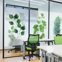 Privacy Windows Film Decorative Plant Leaves Stained Glass Window Stickers No Glue Static Cling Frosted Window Cling Tint 67