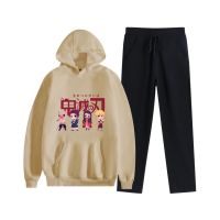 [มีในสต็อก] Demon Slayer Cartoon Men S Women S Hoodie Sweater Pants Set Autumn And Winter Fashion Casual Straight Pants Suit