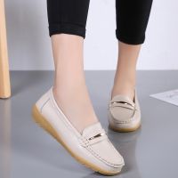 【CW】 Genuine Leather Slip On Women Flats Moccasins Women  39;s Loafers Spring Autumn Mother Shoes Casual Shoes For Woman Plus Size 35 44