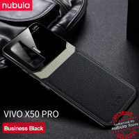 NUBULA ปลอกหุ้ม Vivo X50 Pro (6.56นิ้ว) ปลอกหุ้ม Hard Grained หนัง Vivo X50เคสฝาหลังโทรศัพท์กระจกเพลกซีโทรศัพท์มือถือเคสสำหรับ VIVO X50 Pro