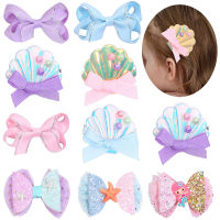 3Pcs Sweet Pearl Shell Hair Clips Glitter Bows Starfish Hairpins Gilrs Bows Hairpin Barrettes Headwear Kids Hair Accessories