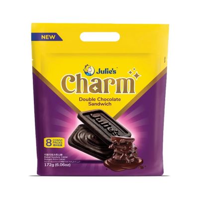 💜 จูลี่ส์ ชาร์ม คุกกี้สอดไส้ช็อกโกแลต | Julies Charm Double Chocolate Sandwich 172g