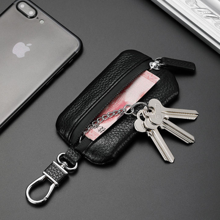 Key Holder Card Car Case Leather Wallet Purse Hook Hanging Pouch Keychain  Credit Coin Mini Business Zipper Keyring Cases - Walmart.com