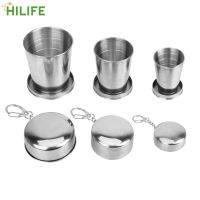 ☒► Retractable Telescopic Collapsible Cups Stainless Steel Folding Cup For Outdoor Travel 75/140/240ml With Keychain Portable