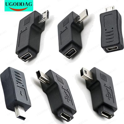 New Mini USB to Micro USB Adapter Plug 90 Degree Left Right Angle Micro USB Male to Mini USB Female Type B Connector Charge Data