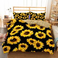 [COD] cross-border three-piece set European and size sunflower quilt AliExpress foreign trade home textile bedding