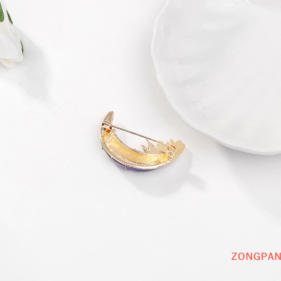 ZONGPAN เข็มกลัดรูปปราสาทเคลือบรูปดวงจันทร์แฟชั่นสำหรับผู้หญิงเครื่องประดับเสื้อโค้ทเครื่องประดับงานปาร์ตี้