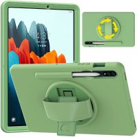 Galaxy Tab S7เคส2020, Samsung Galaxy Tab S7 11นิ้วเคสพร้อมตัวป้องกันหน้าจอสายคล้องมือที่ใส่ดินสอขาตั้งสำหรับ SM-T870/T875/T876